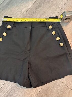 WHBM Black Mariner Shorts Gold Buttons
